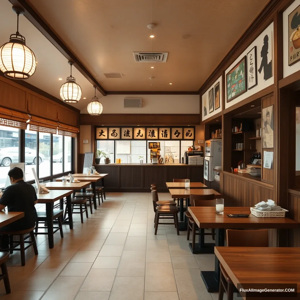 A Japanese-style café interior selling Japanese food.