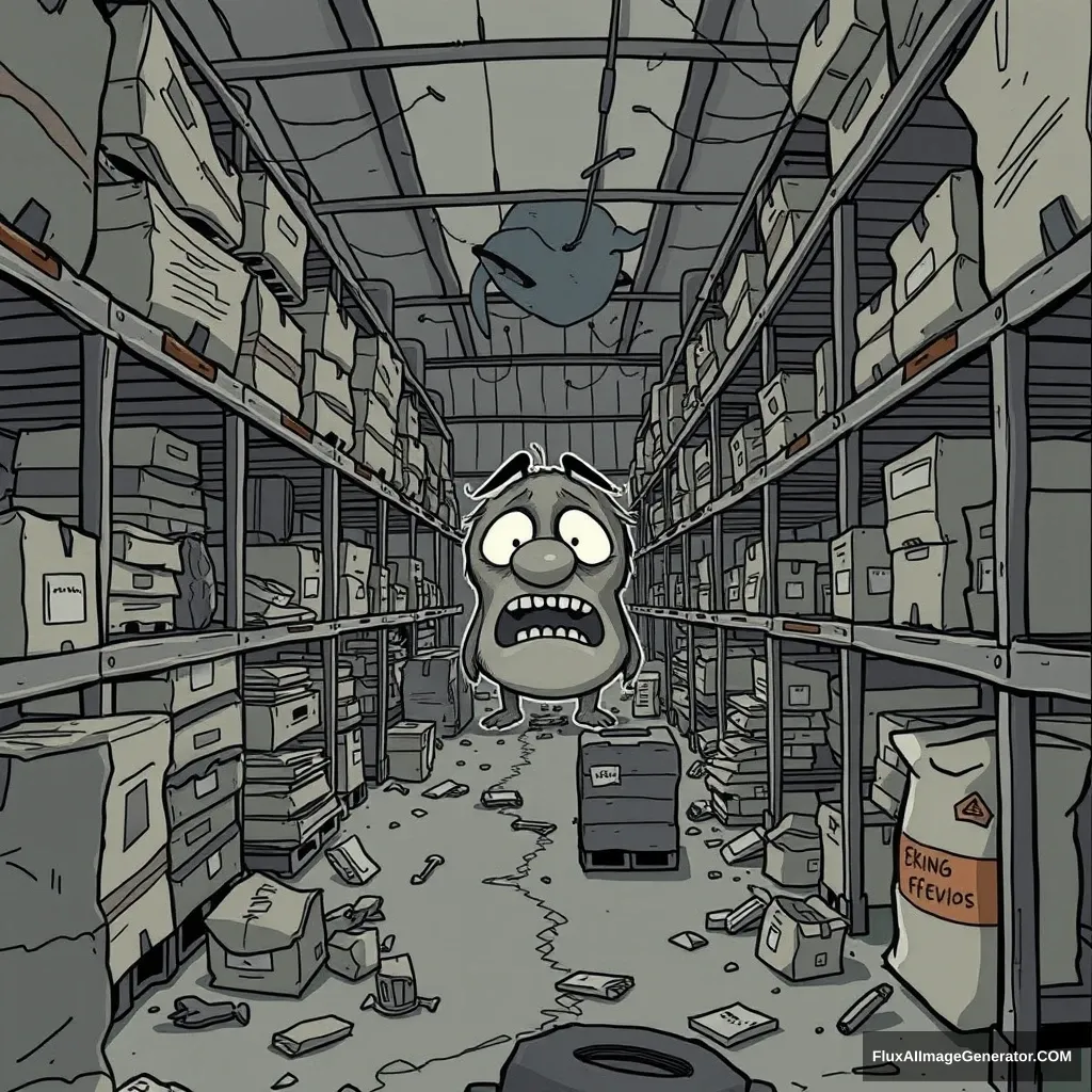 A warehouse of sorrows, Steve Cutts. - Image