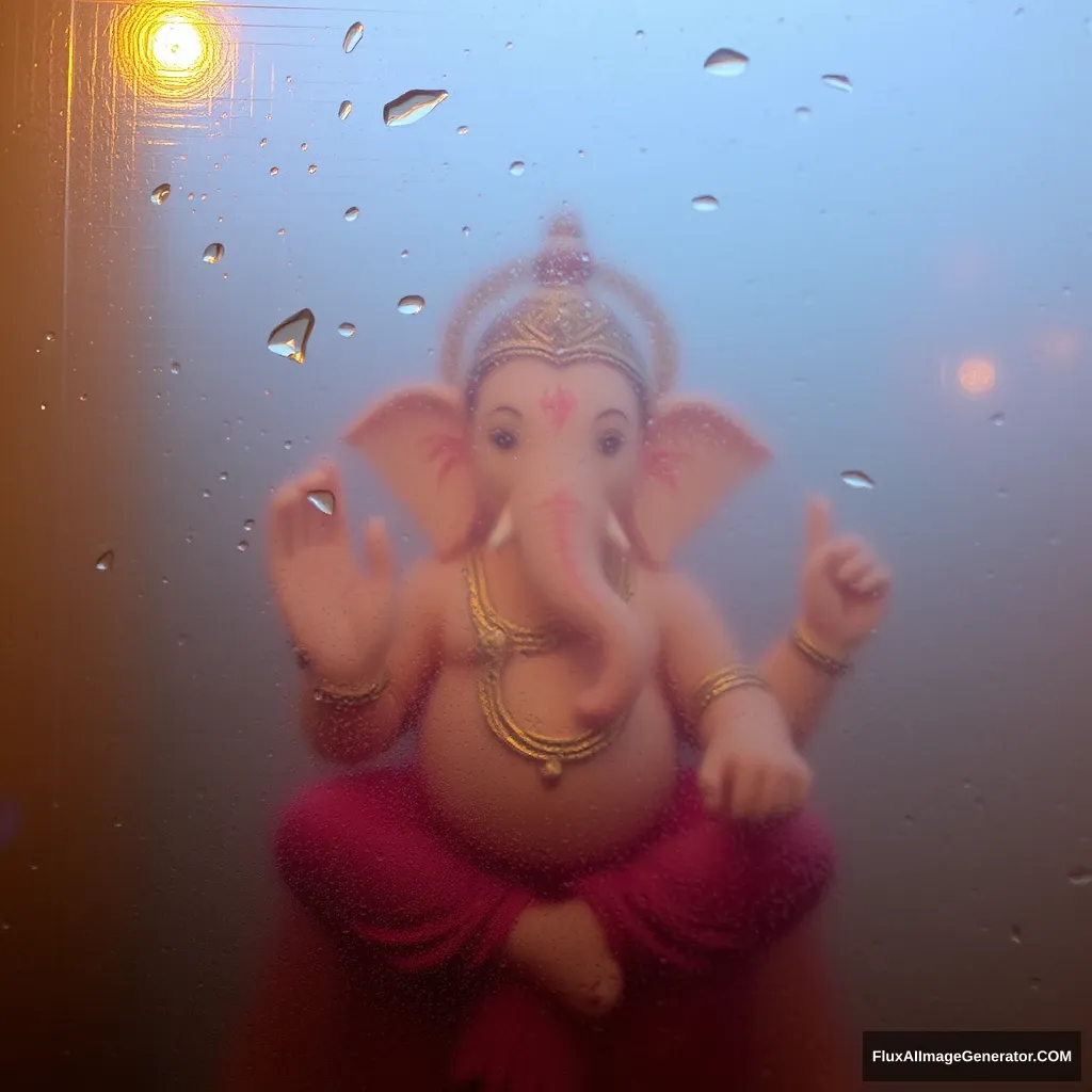 Ganesha seen through frosted glass.