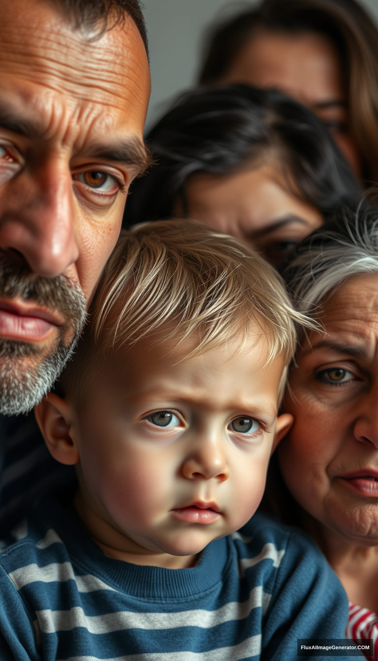 Close-up of family members' overall expressions, depicting a tense family atmosphere.