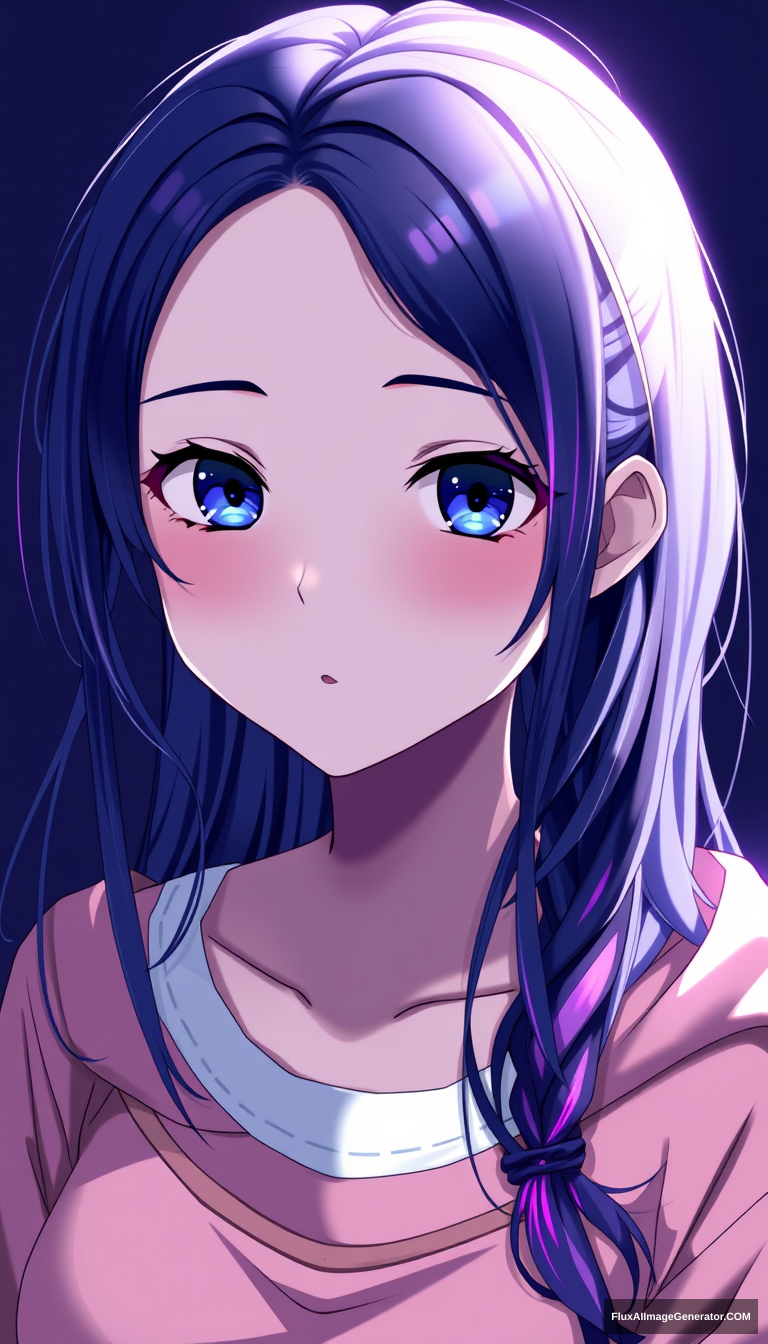 A teenage girl has captivated many with her striking appearance. Donning a dark blue hue with vibrant highlights, this striking similarity was so effective that it even fooled Kana's staff and fans, further emphasizing the transformative power of her appearance. Anime style is important.