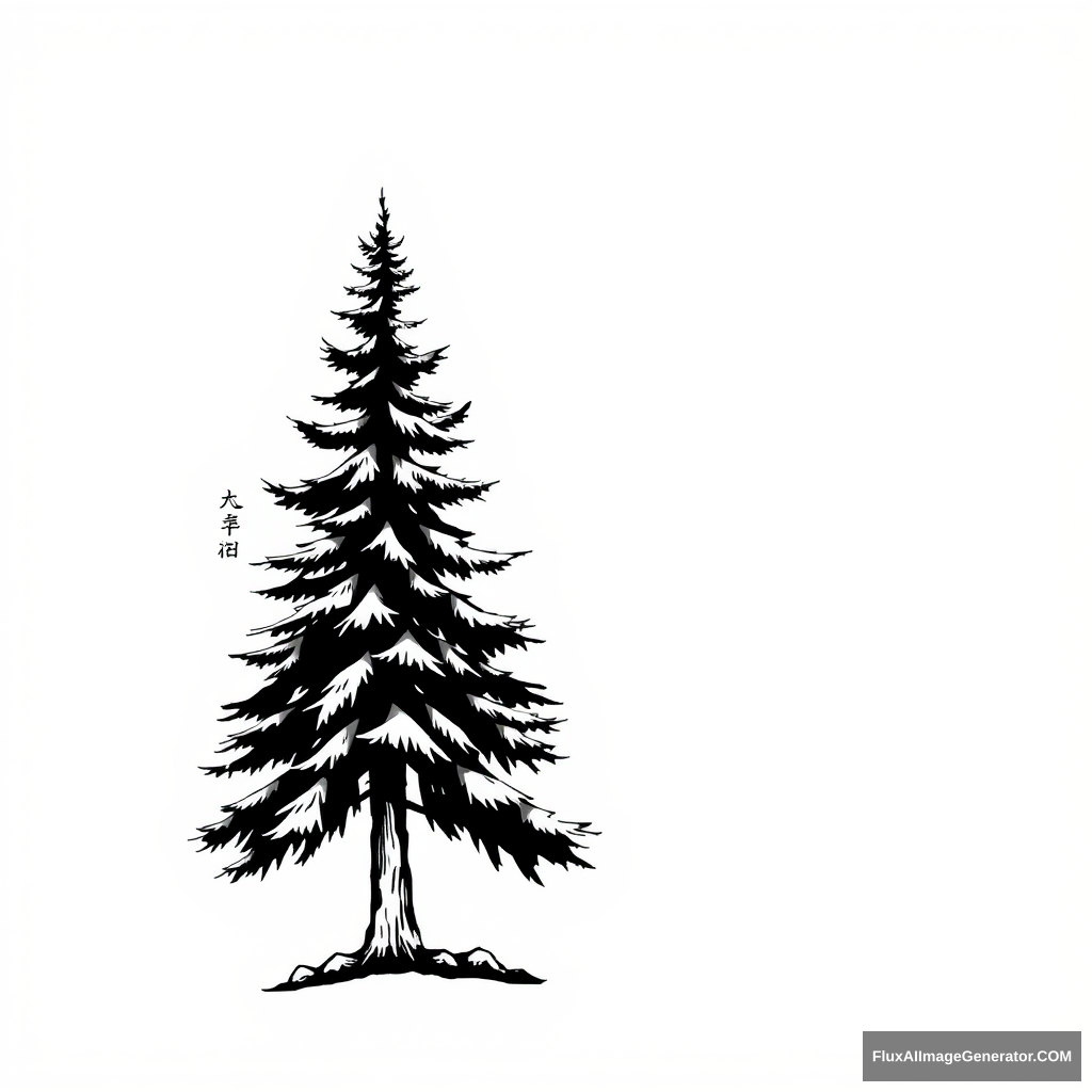 black and white clipart douglas fir