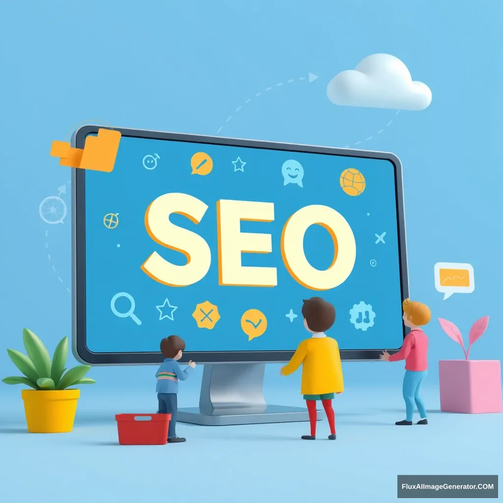 Animated visuals of SEO appear on screen.