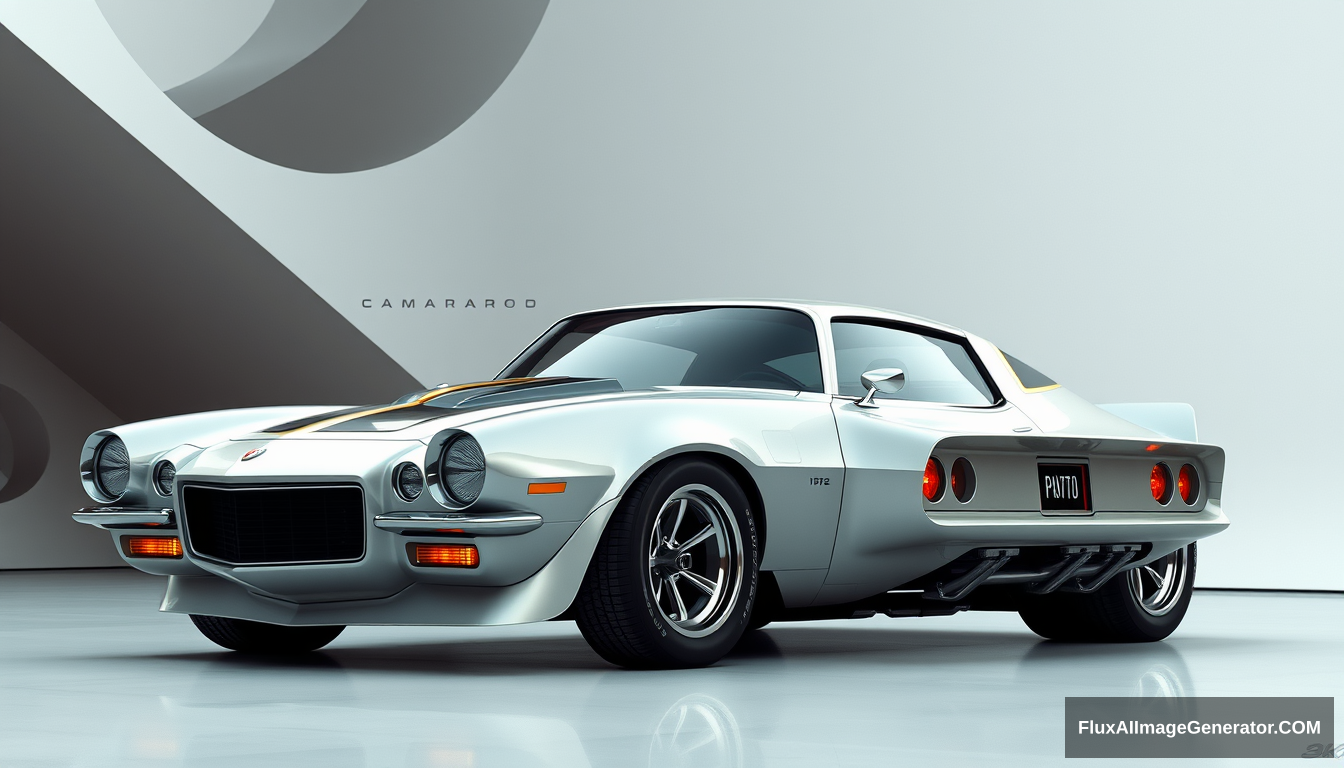 a futuristic car concept, based on the 1972 Camaro, circa 1972, detailed, 4k, by Syd Mead. - Image