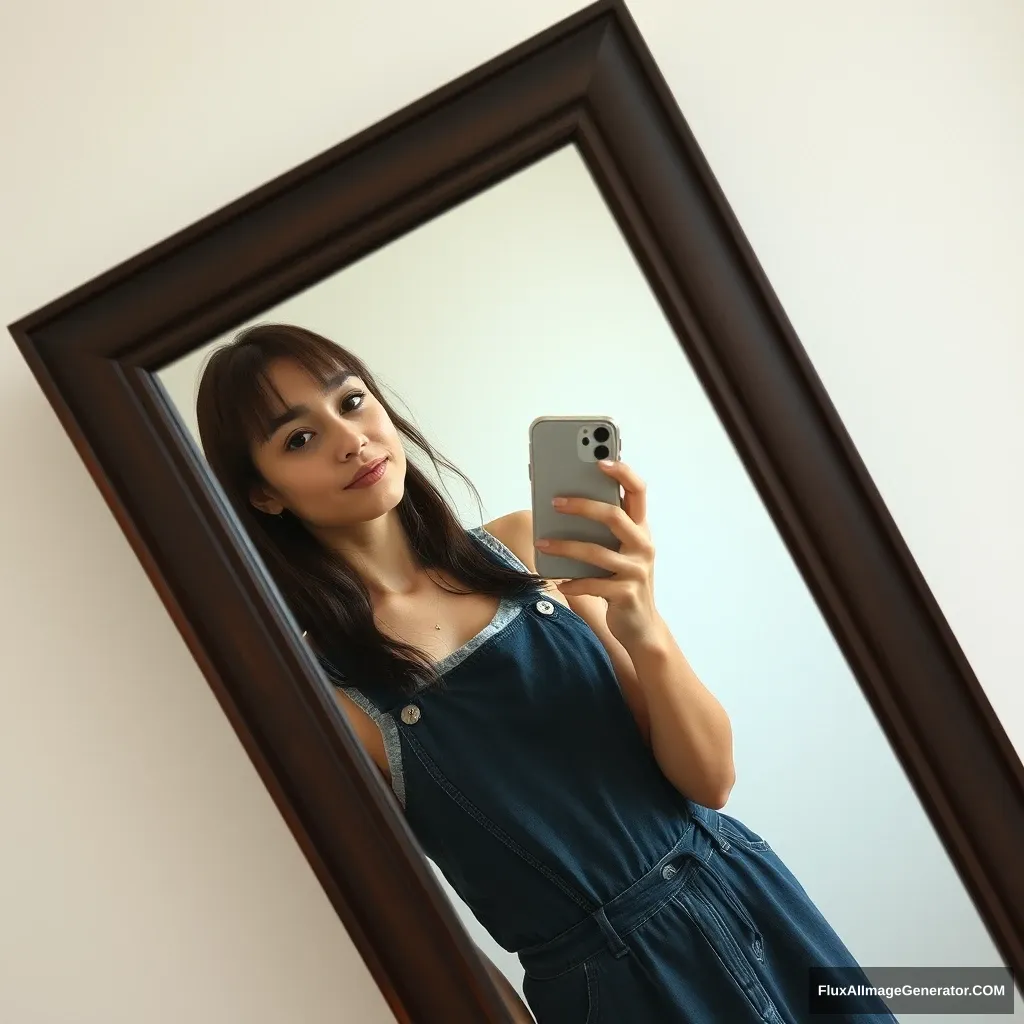 girl selfie mirror full body - Image