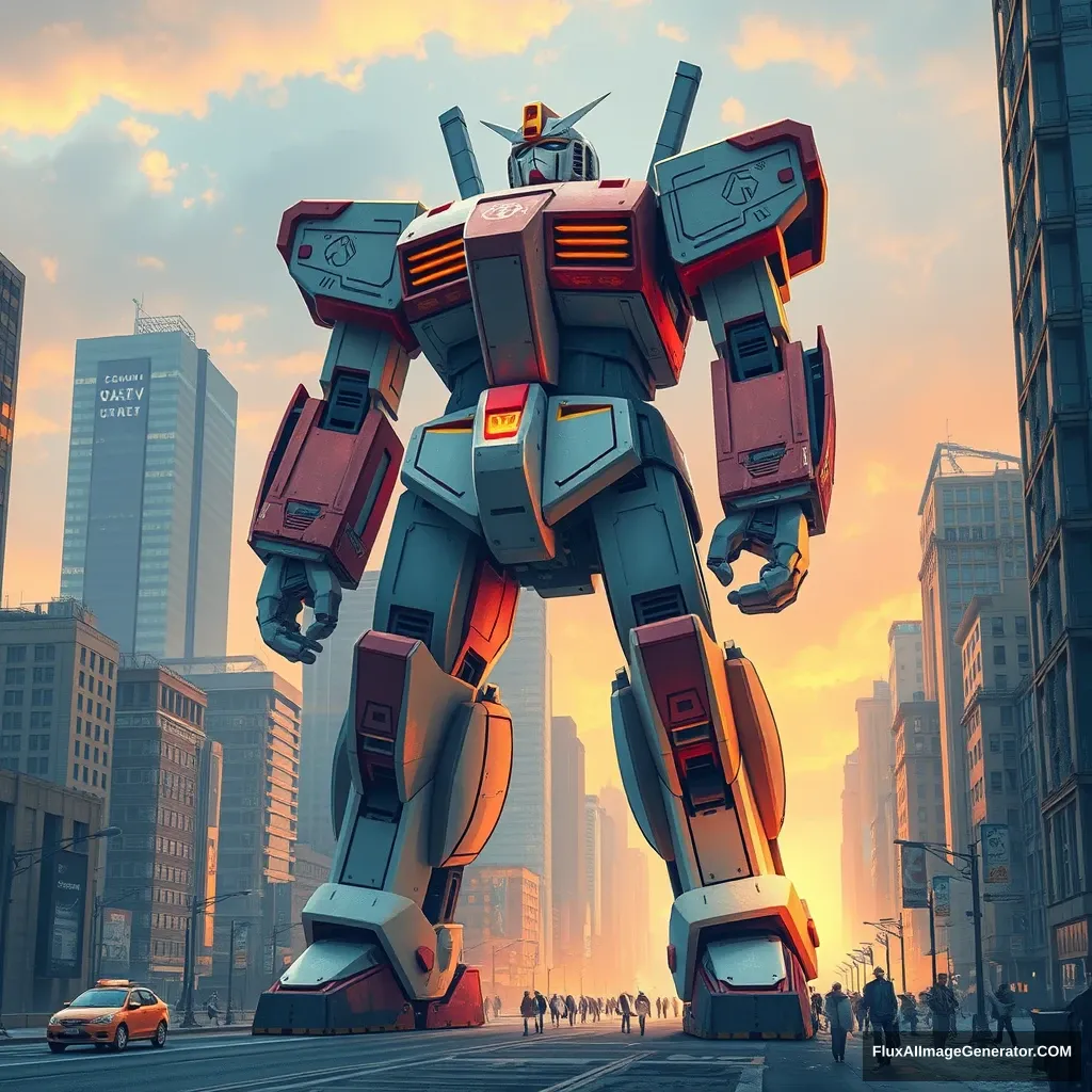 A giant robot has appeared in the city. - Image