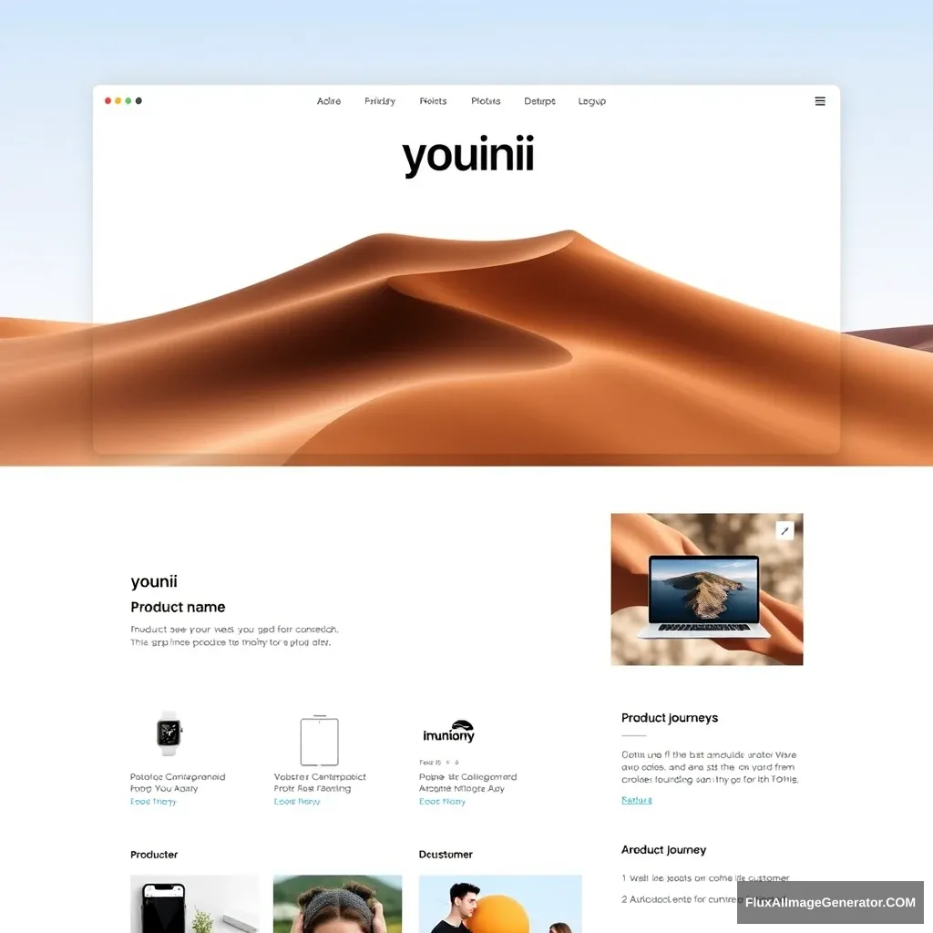 Apple-style website, product name is "youni", product line introductions, and product journeys and customer.