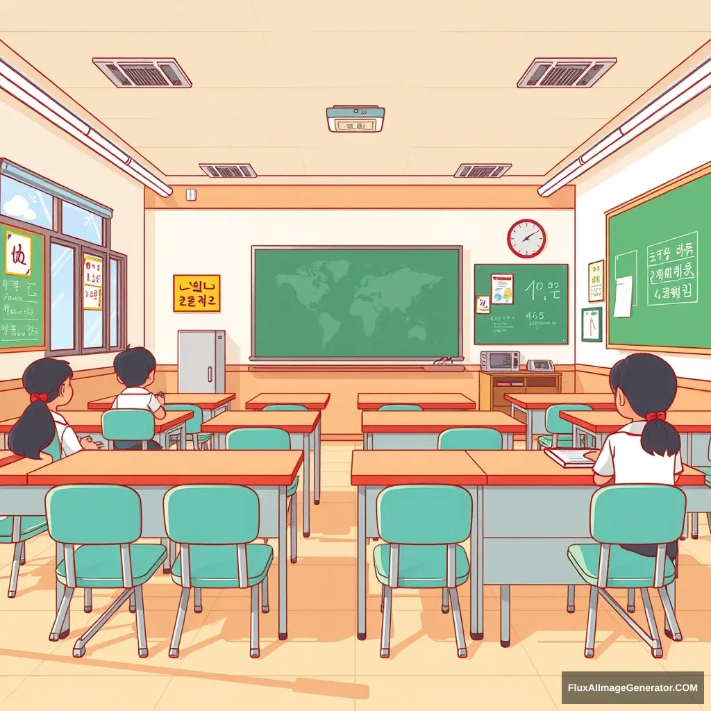 A background image for a school webtoon. I want a Korean classroom from various angles.