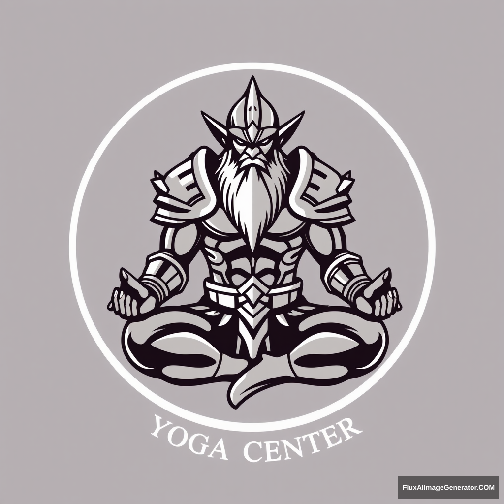 Yoga Center Logo: Muscular Armor Dwarf Dungeons & Dragons lotus position