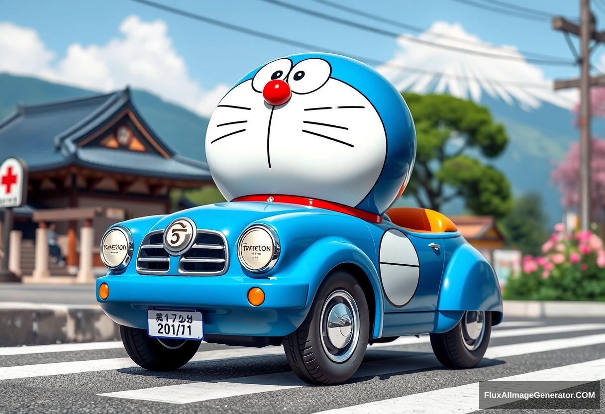 Doraemon car, Japanese background - Image