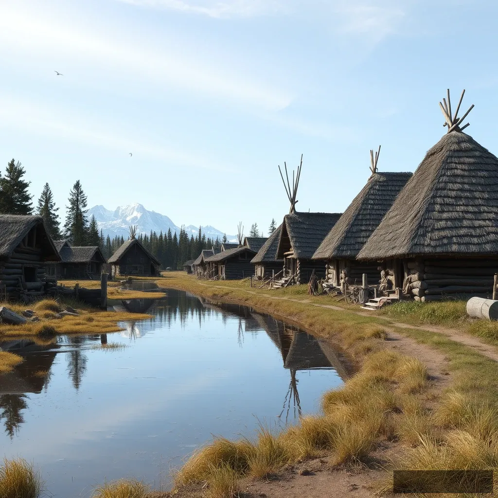 Native settlement 1600 Canada. Realistic shot.