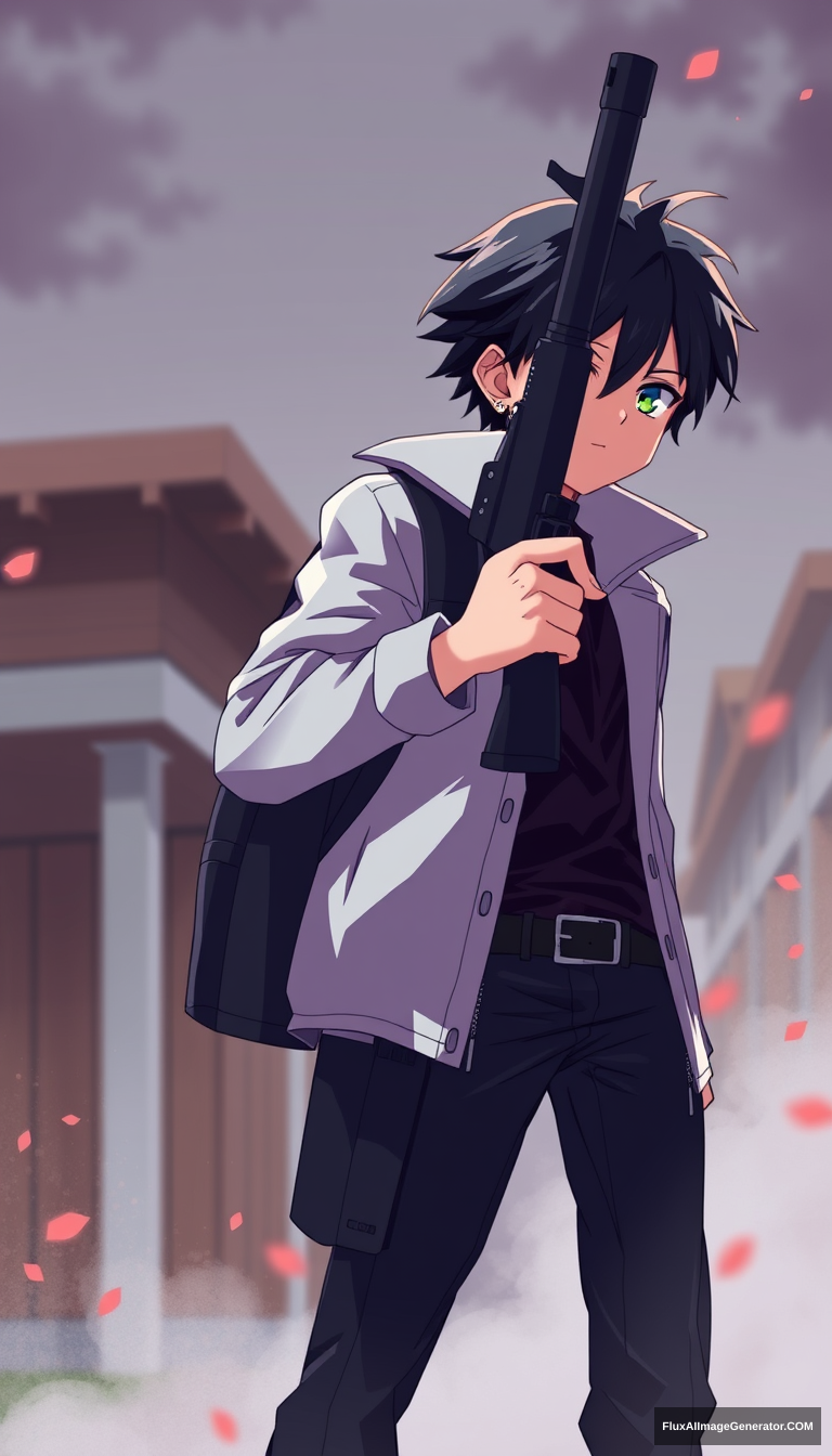 Anime guy. With shotgun. - Image