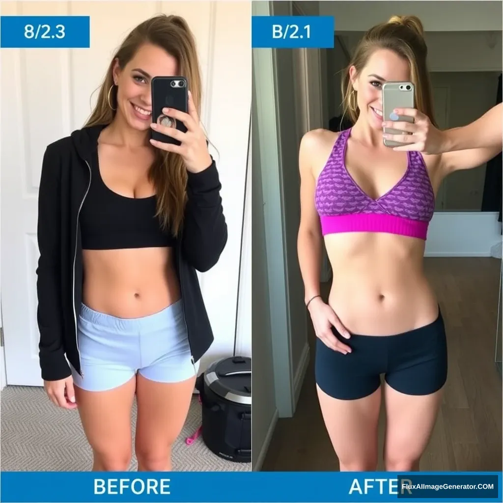 "Fitness model influencer Emma's before-after pictures"