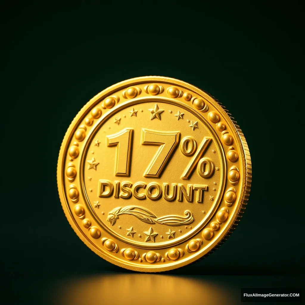 Draw a very luxurious golden coin that represents the right to purchase a 17% discount.