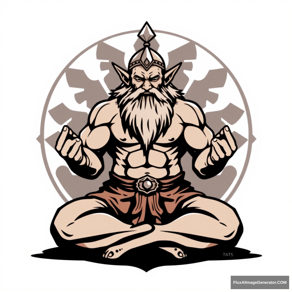 Yoga Center Logo: Muscular Gotrek Dwarf warhammer lotus position - Image