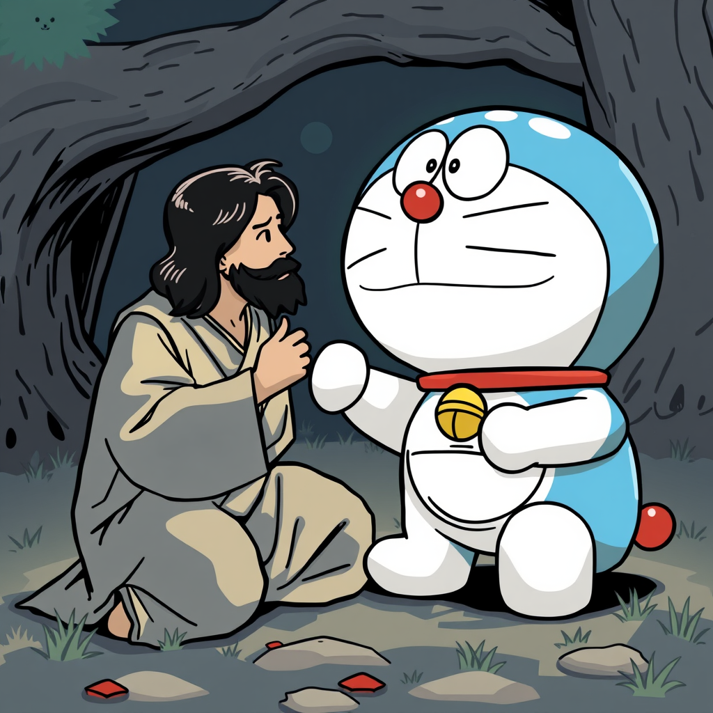 Jesus meets Doraemon. - Image