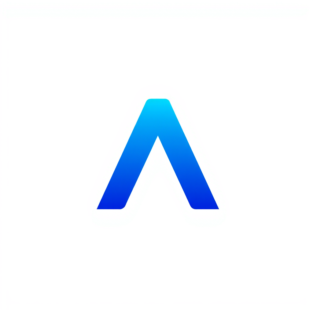 A logo with a blue letter A that has an IT nuance; make it a PNG with a transparent background. - Image