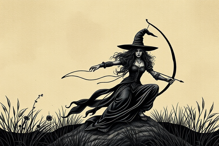 witch, sagittarius, lines - Image