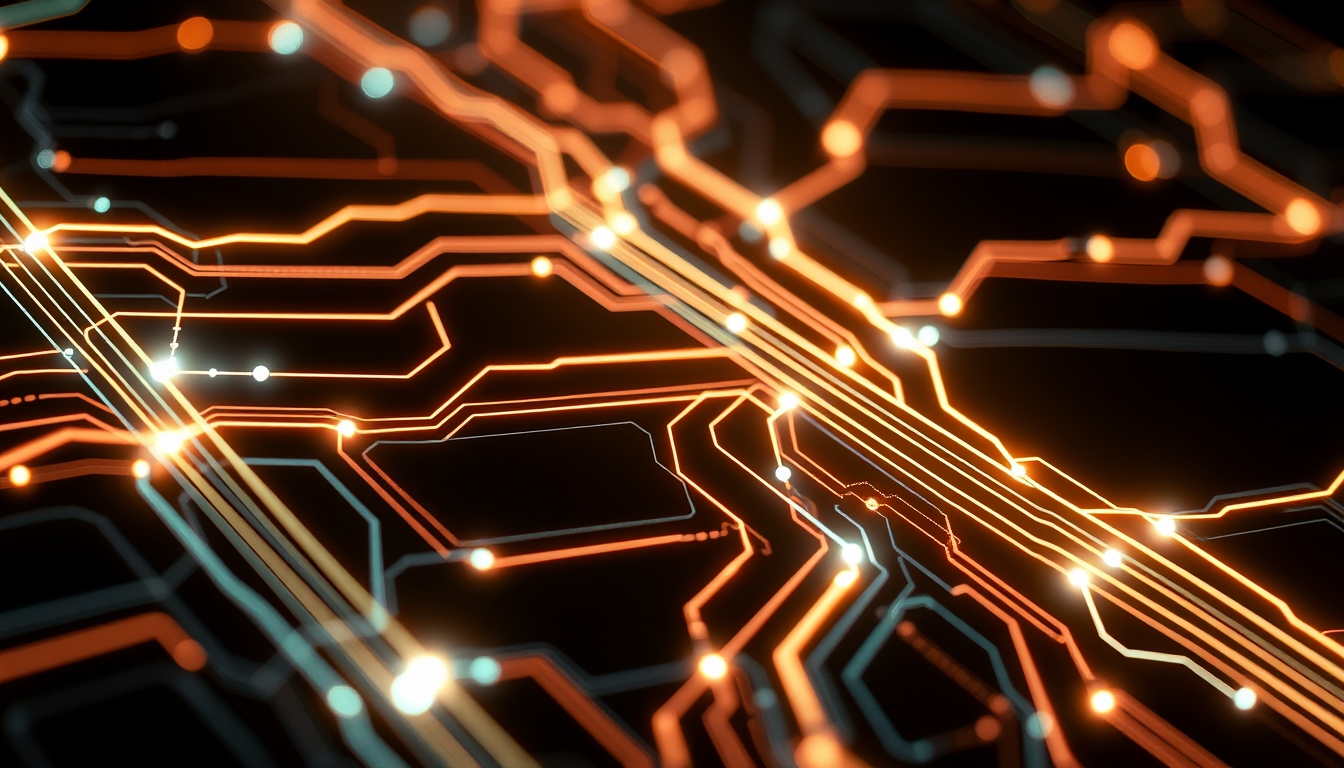 Abstract Representation of Digital Circuitry With Glowing Lines and Lights