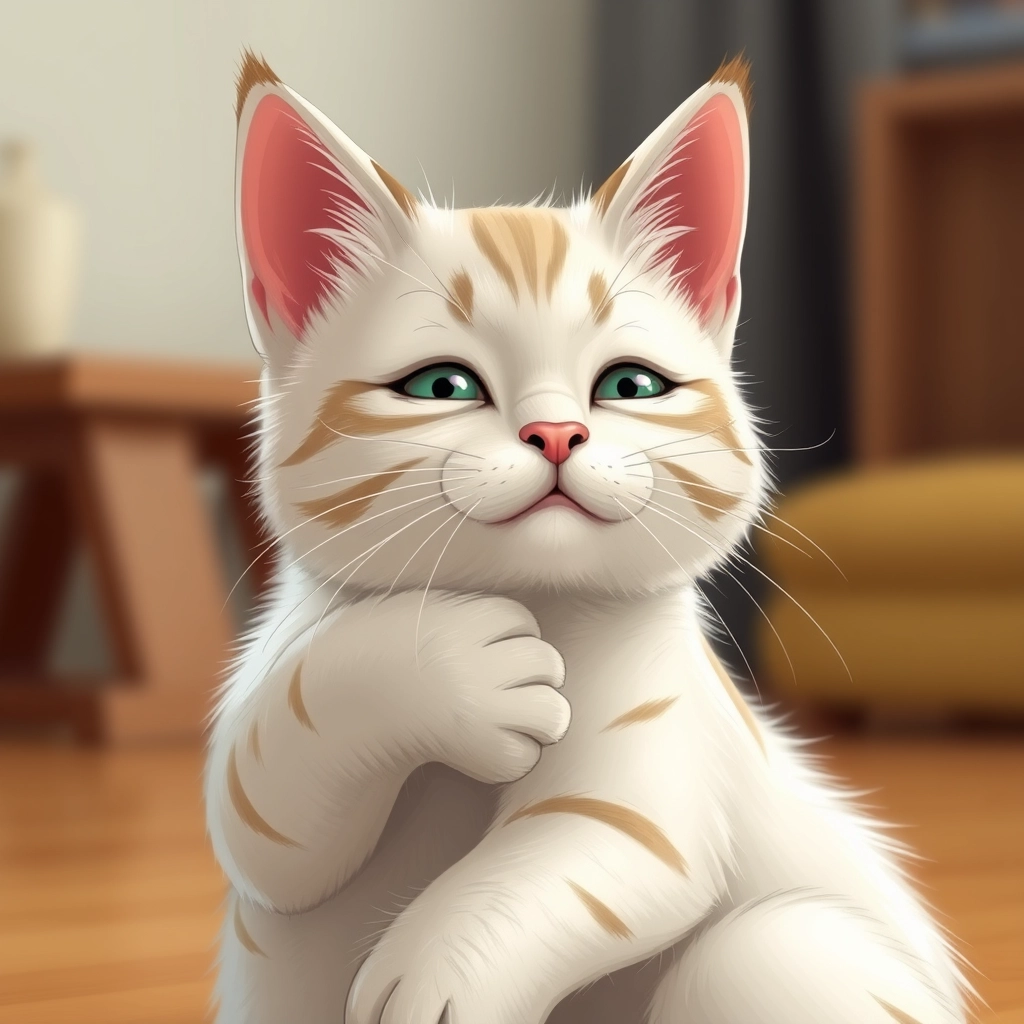 "To create a video, try to reflect reality as much as possible and draw a cute cat being affectionate." - Image