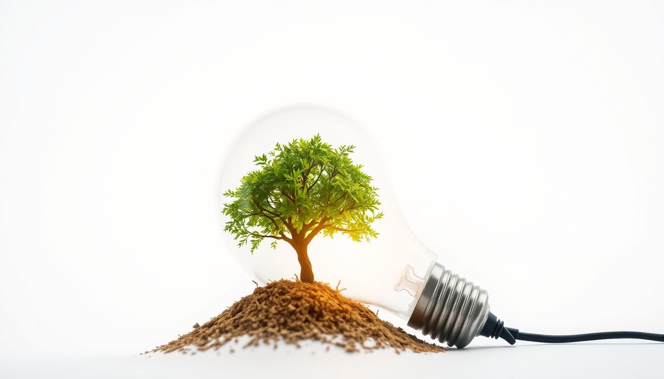 A Tree Inside a Light Bulb as an Emblem of Conservation and Eco-Friendly Technology