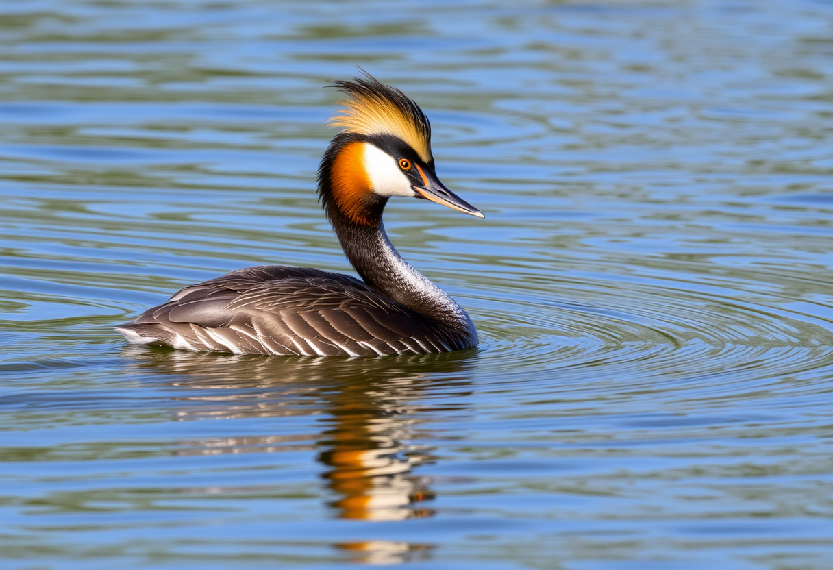 A great crested grebe (Podiceps cristatus)