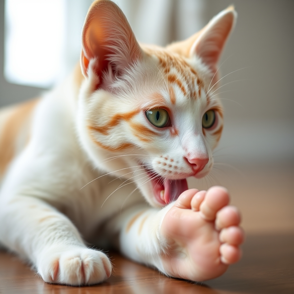 white girl, ginger, cute, green eyes, licking her own foot - Image