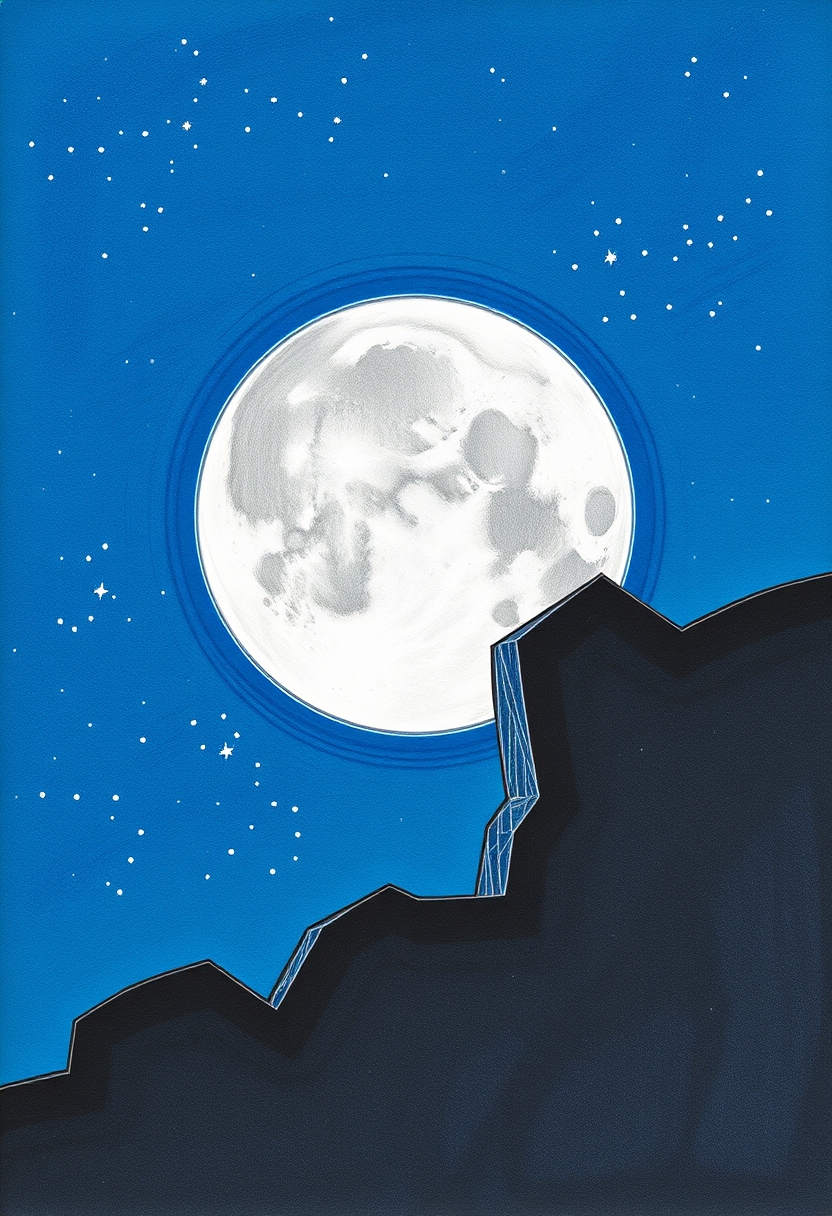 Moon celestial astronomy drawing night. - Image