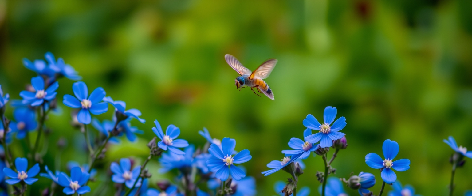 Flying blue flowers border backgrounds blossom nature.