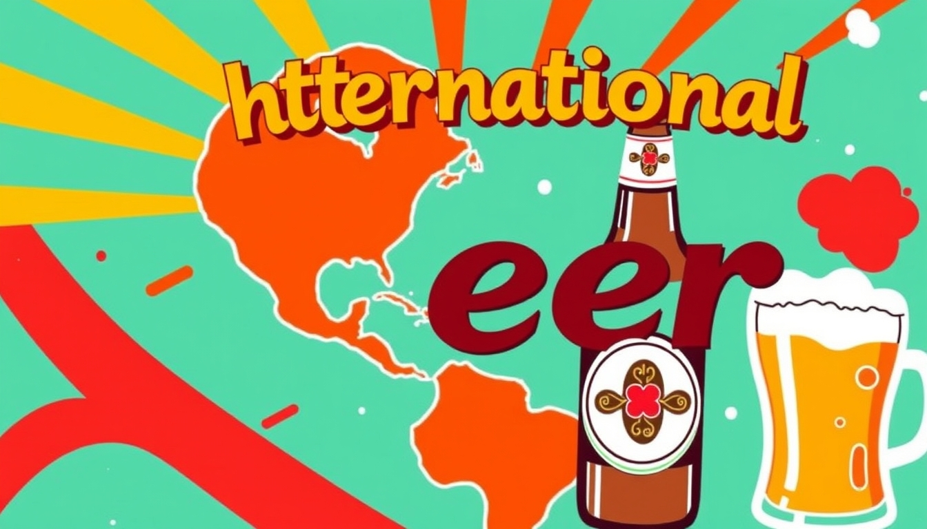 International beer-themed graphic design, vibrant and fun. - Image