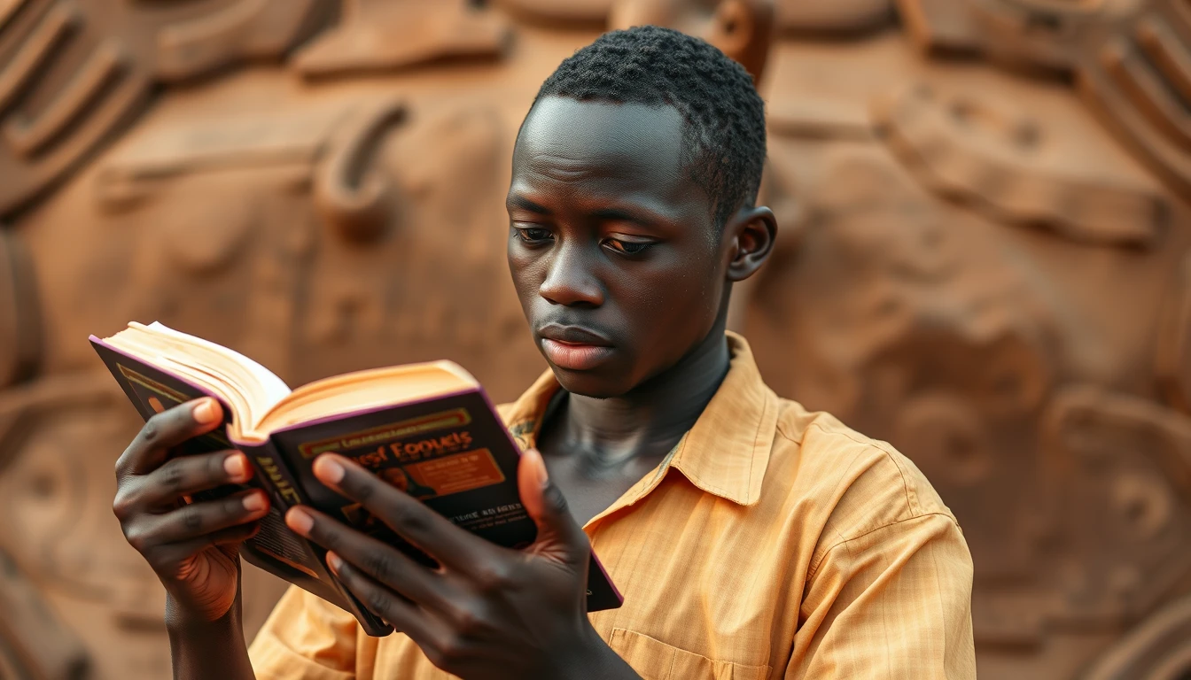 Hero background photo of a Rwandan young man reading the Bible, uploaded to Instagram.