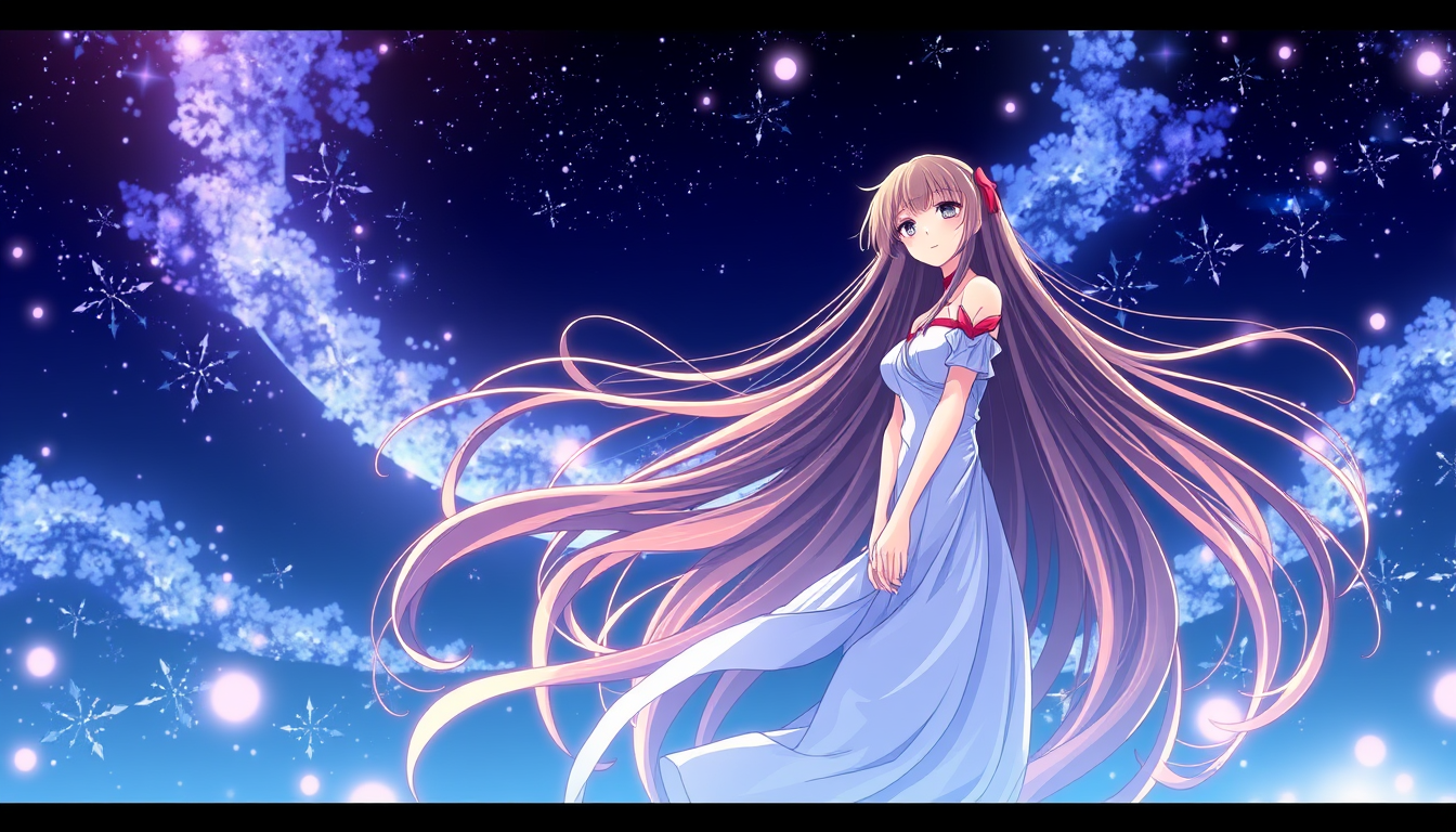 Anime art of a motherly Orihime, long hair, natural reflective, detailed body, standing, wallpaper anime background, stunning details, anime artwork, illustration quality, windows wallpaper download.