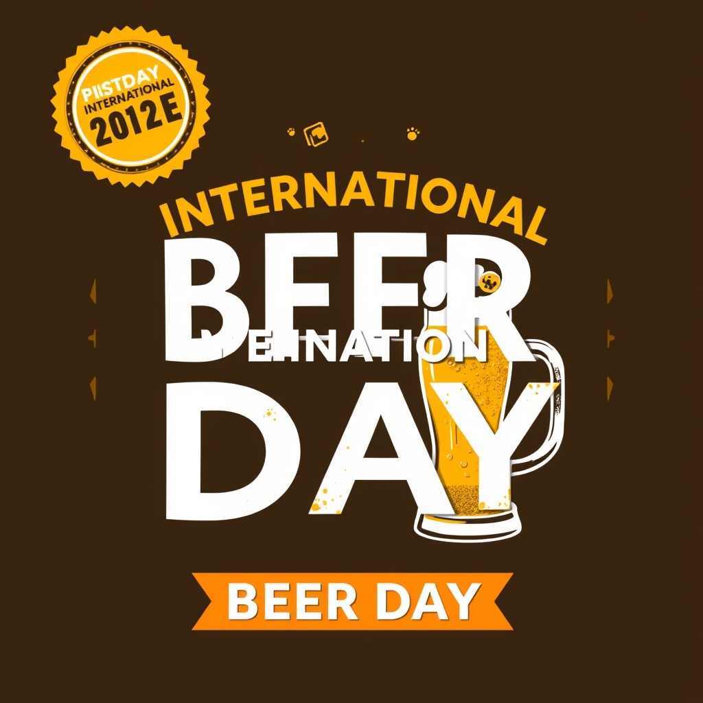 International beerthemed graphic design for International Beer Day, vibrant and fun, promotional image. - Image