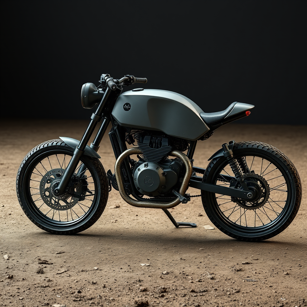 ultra futuristic minimal design bike Designed by 8k resolution, hyper realistic, detailed render, extremely complex and advanced chassis, natural dirt and debris detail, scuffs, designed by Dieter Rams, Teenage Engineering, Stunning details, dark hues, product photo