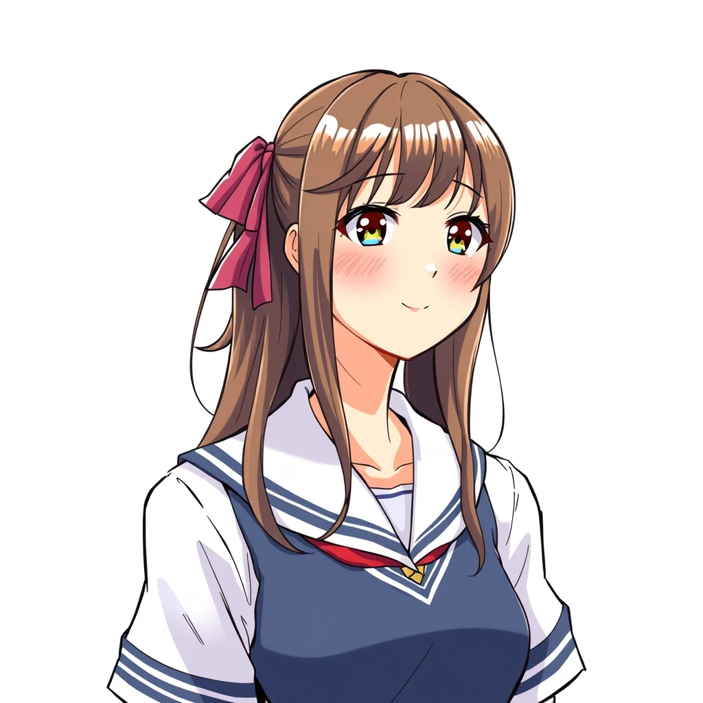 "Please draw a really pretty girl in a school uniform like a real photo, not in a comic style." - Image