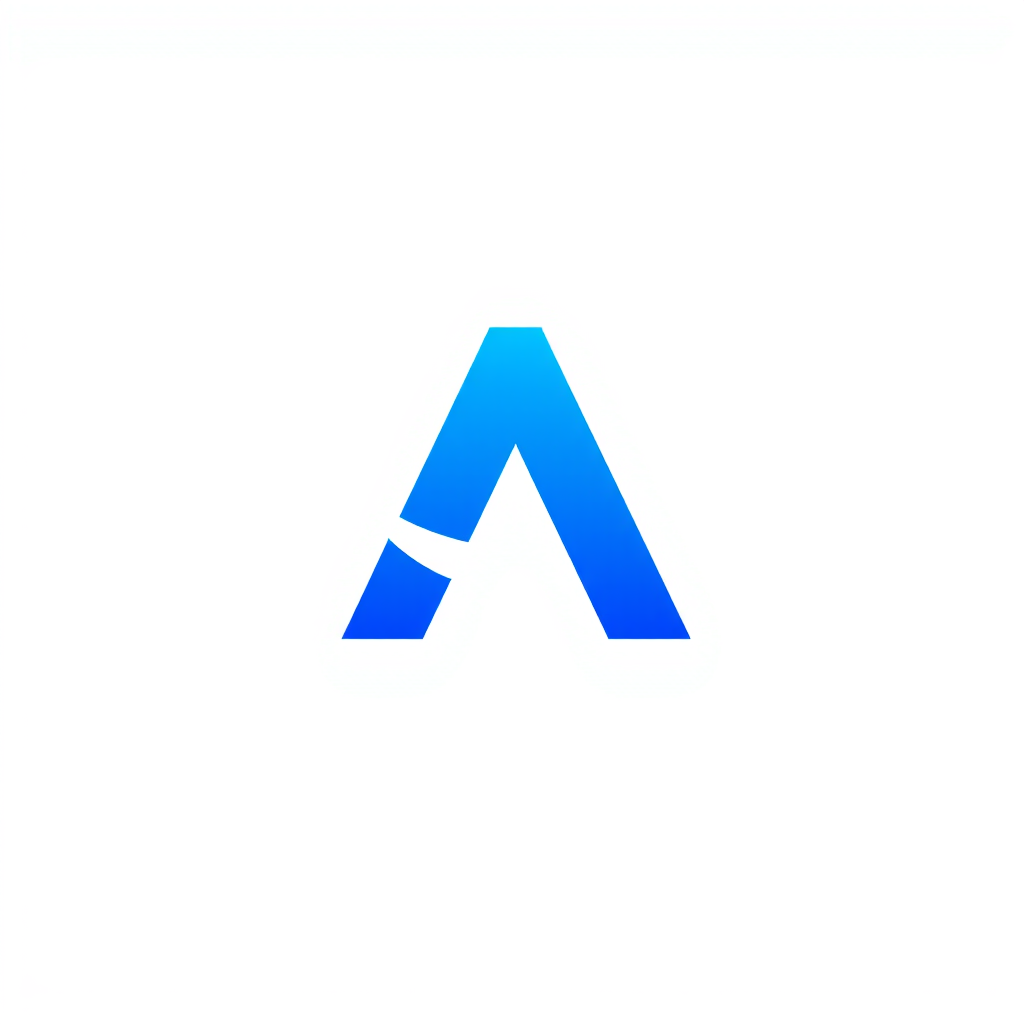 A blue logo with the letter A has an abstract IT expression and is background-free.