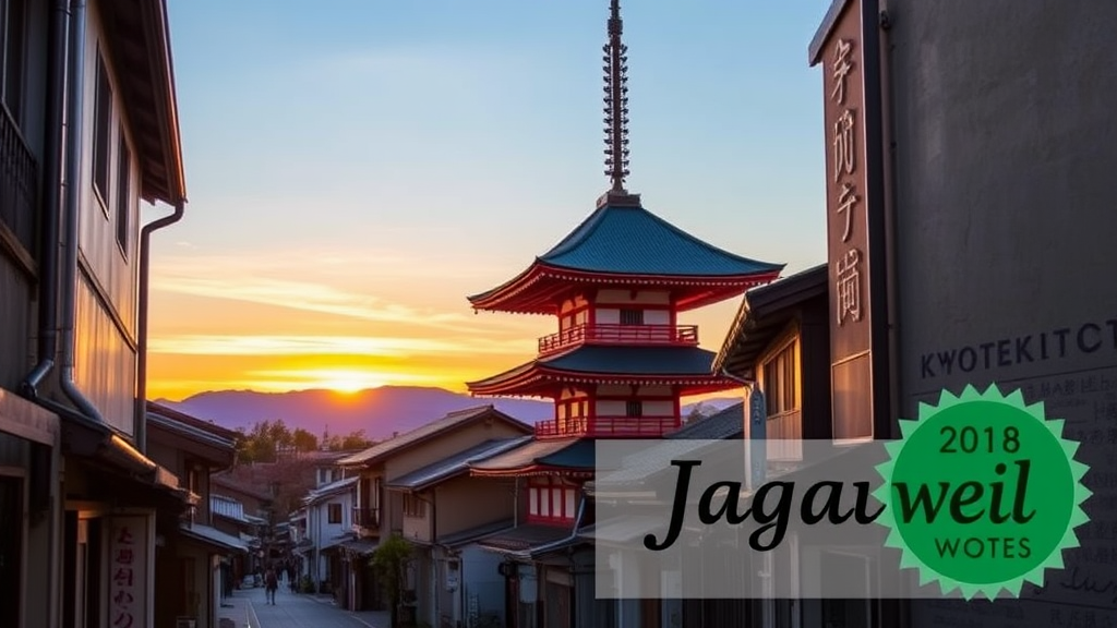 A narrow street with a pagoda in the background at sunset in Kyoto, a photo, Shutterstock contest winner, Japanese temples, Kyoto, Japan travel and tourism, Japan sightseeing, Japanese town, Japanese street. - Image