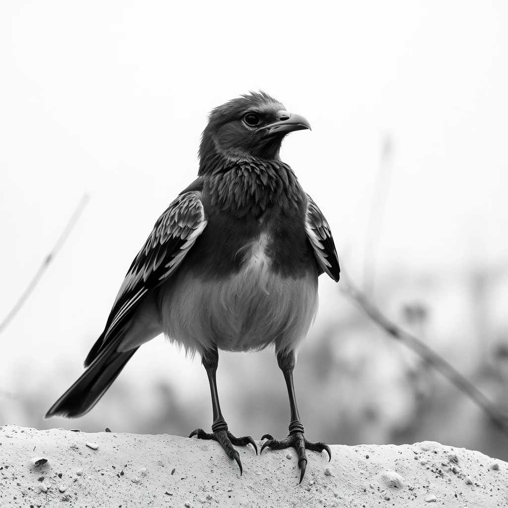 monochrome, outdoors, no humans, bird, traditional media, sepia