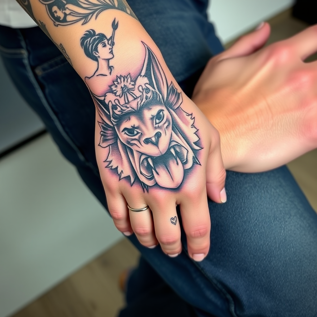 Realistic tattoo on hand