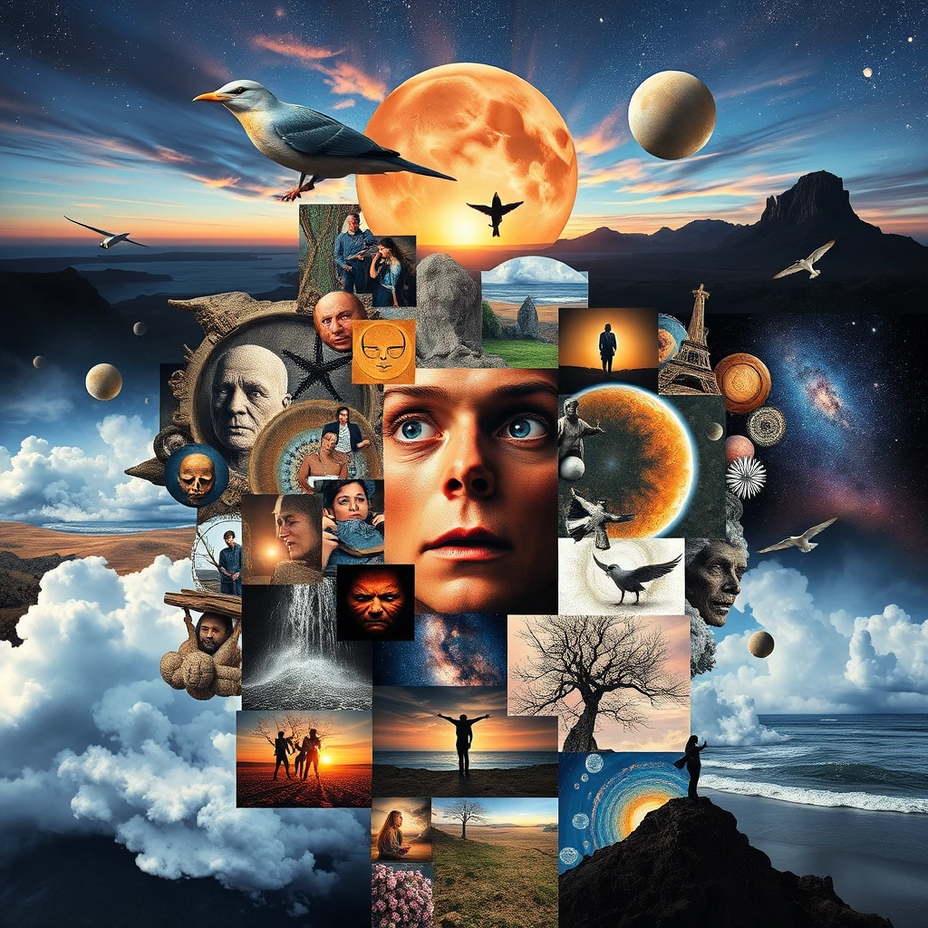 big collage of different weird images from dreams