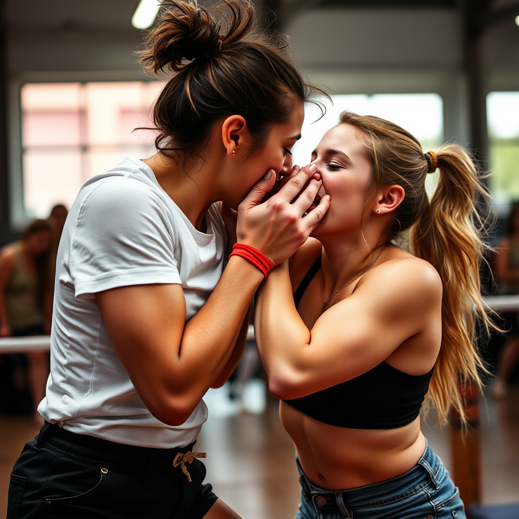 female slap contest, action shot, slow motion - Image