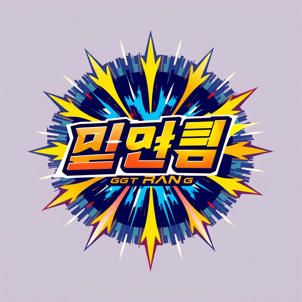 "Create a powerful and flashy logo that includes the Korean word '빅뱅' (Big Bang). The logo should have a dynamic and explosive design, incorporating bright and vibrant colors. The overall feel should be strong and impactful, with a modern and futuristic aesthetic. Consider using elements like bursts of light, cosmic themes, or energetic patterns to enhance the visual appeal."