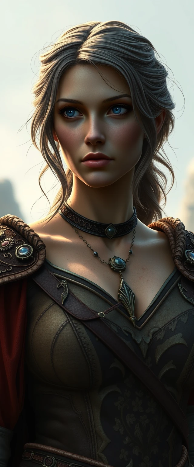 Evelyn from Baldur's Gate as a realistic woman close-up. - Image