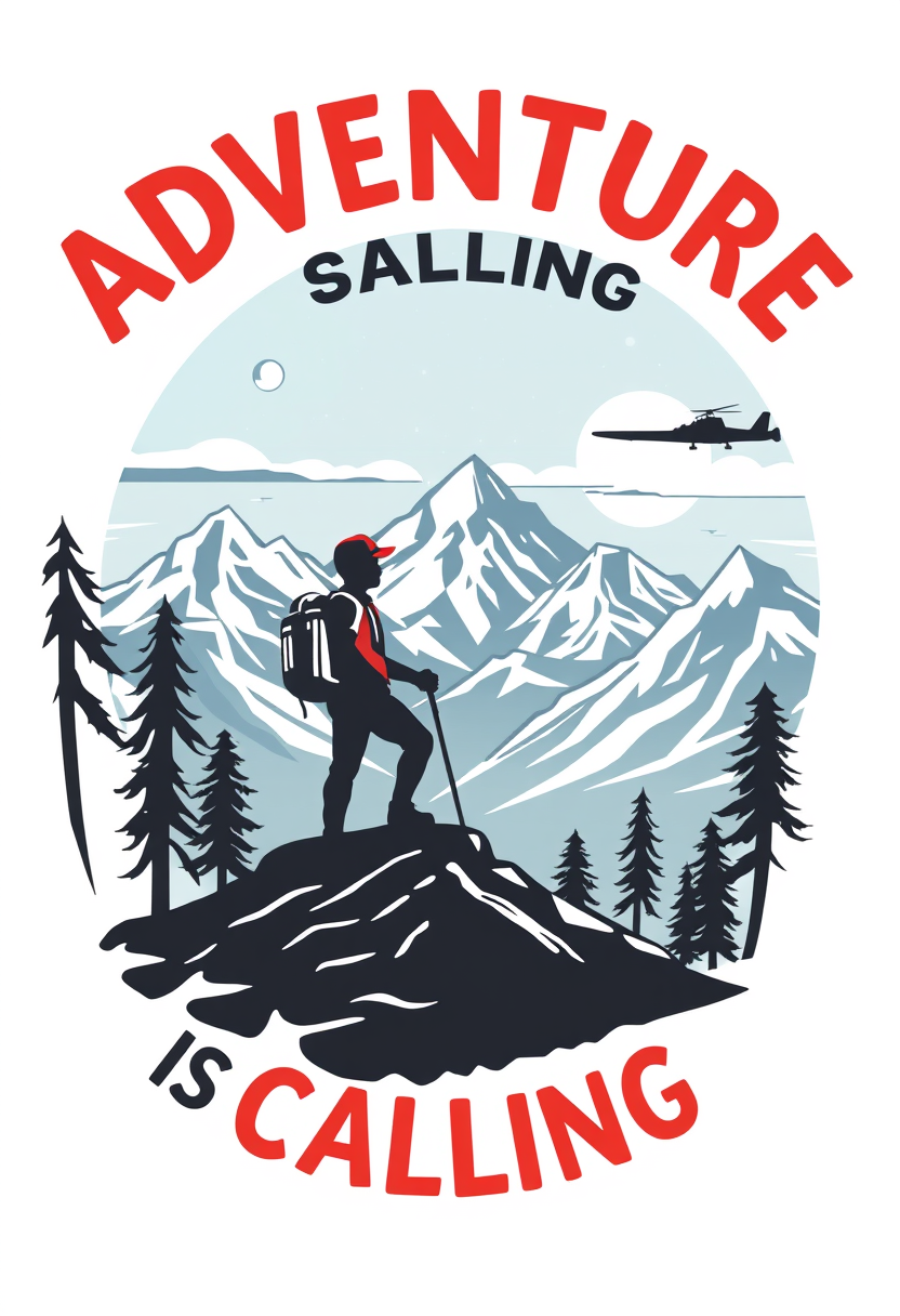 "Adventure is calling", professional T-shirt vector design isolated on a white background. - Image