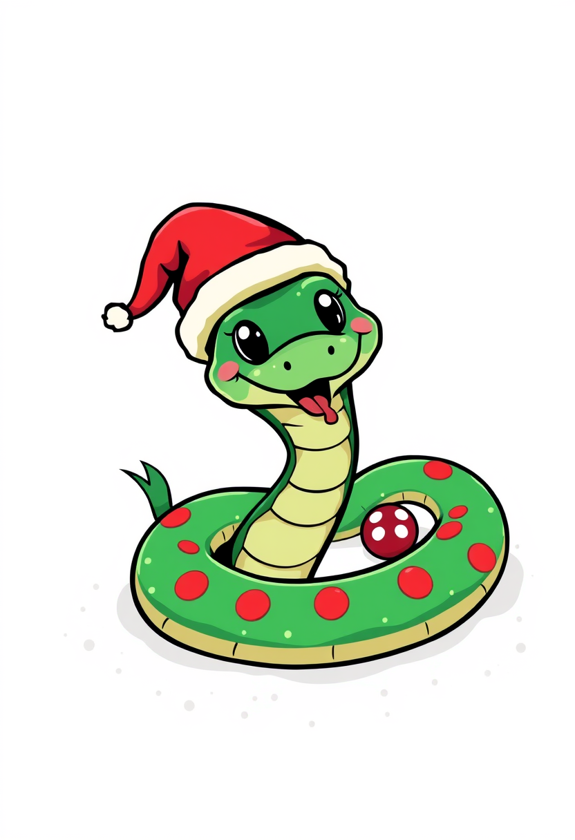 cute Christmas snake, professional T-shirt design, vector design isolated on a white background