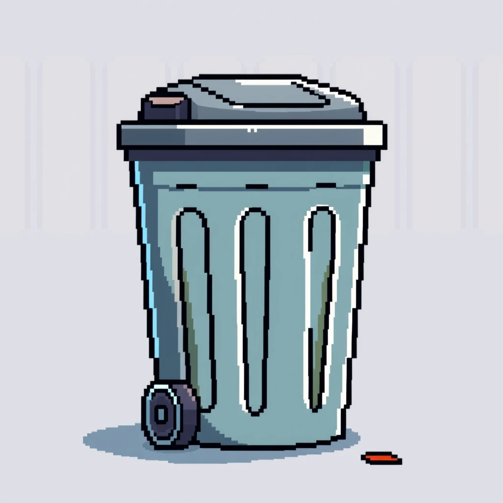 A trash can in pixel cartoon style - Image