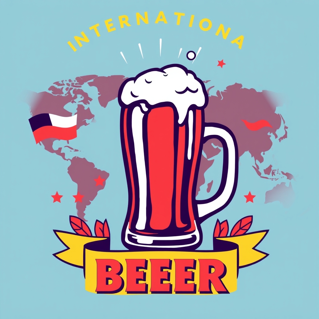 International beer-themed graphic design for vibrant and fun. - Image