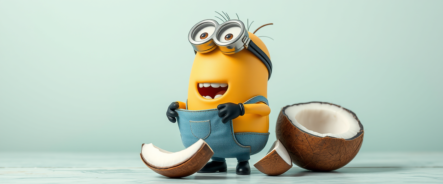 minion with coconut juice, wallpaper, 8k - Image