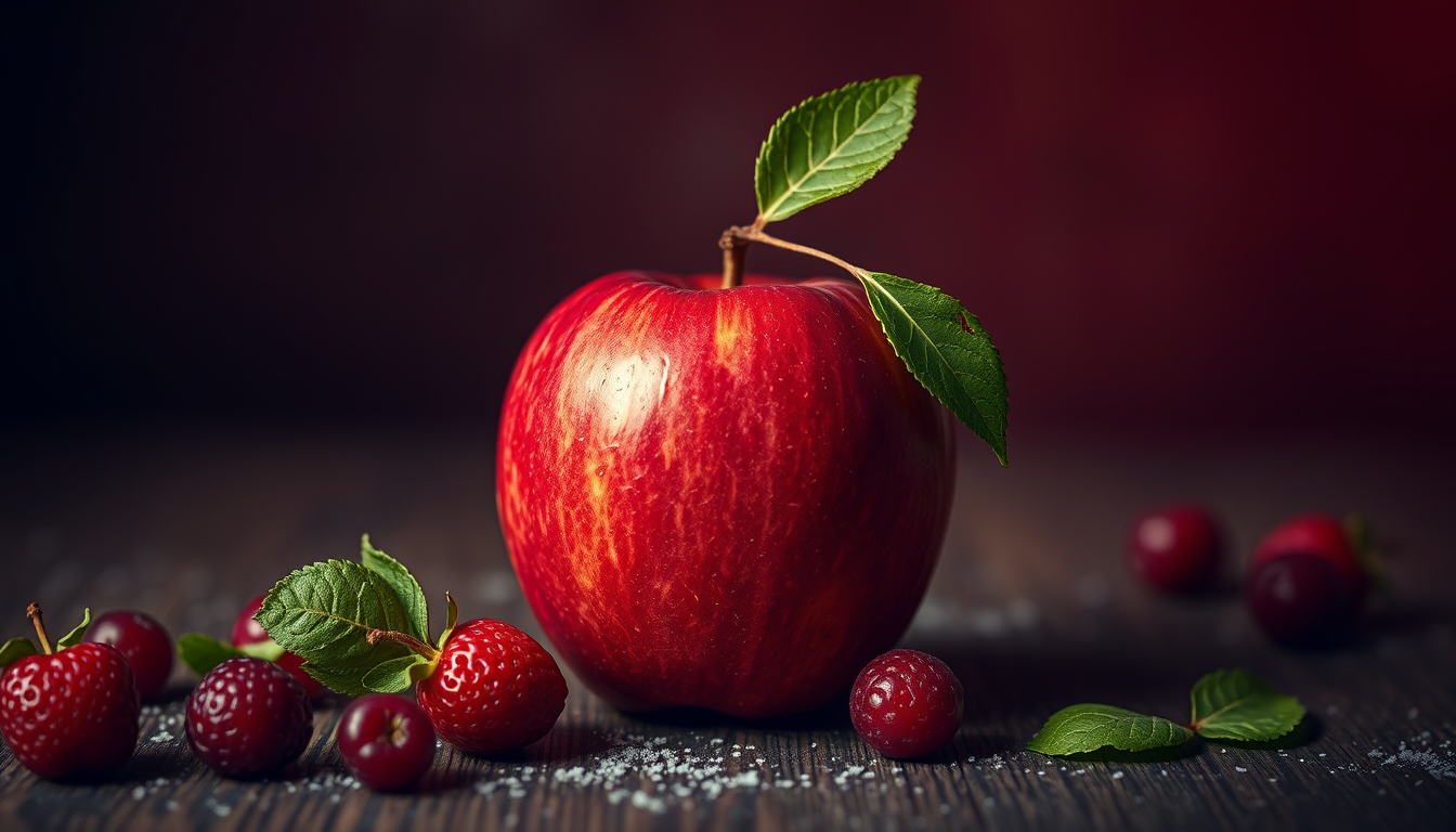 editorial photography, red apple, fresh