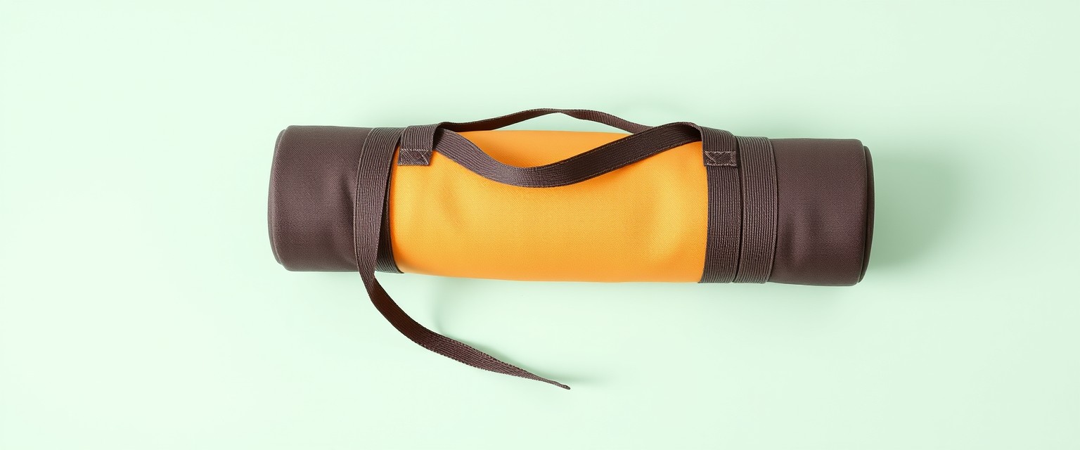 Yoga mat bag for sporty women, single color low saturation bag, single color background, no human. - Image